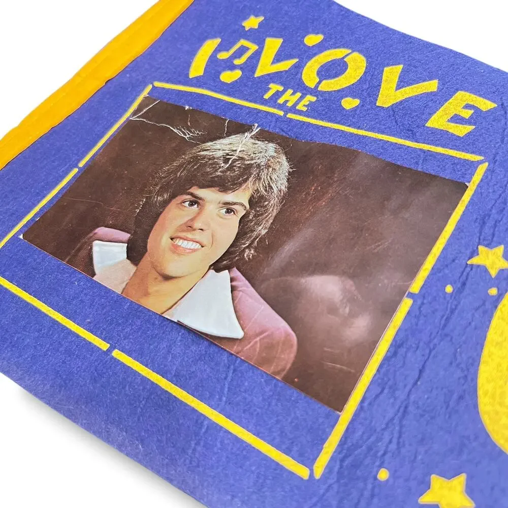 Vintage 70s Donny Osmond Photo I Love the Osmonds Felt Concert Pennant